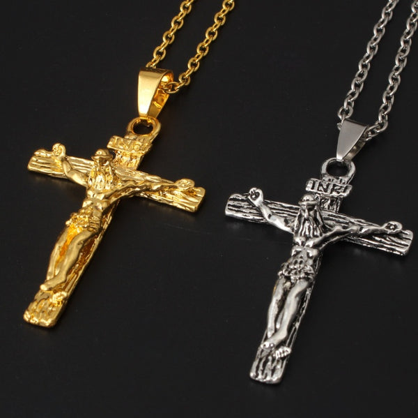 Men's Chain Christian Jewelry Gift Vintage Cross INRI Crucifix Pendant And Necklace