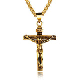 Men's Chain Christian Jewelry Gift Vintage Cross INRI Crucifix Pendant And Necklace